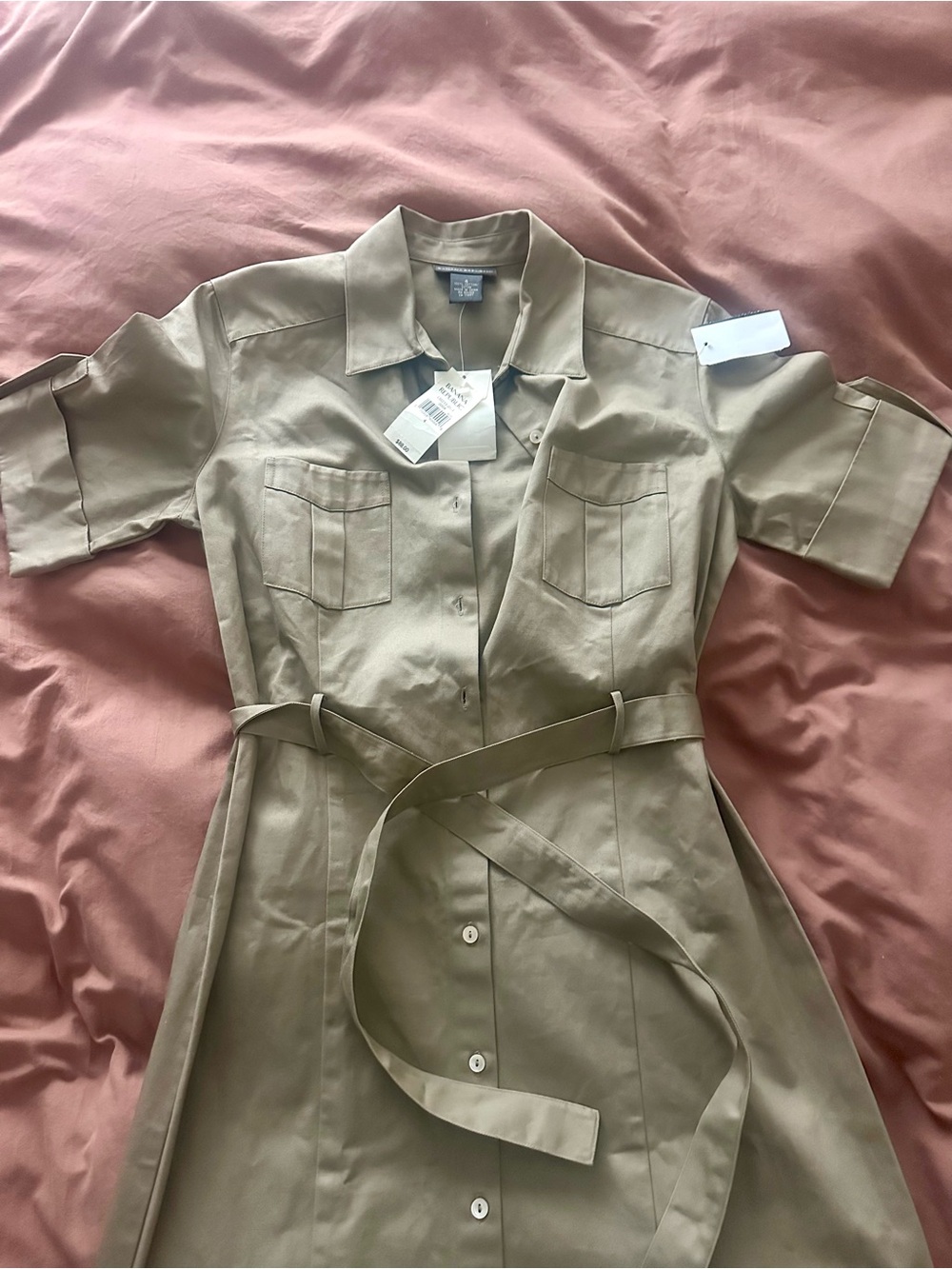 Banana Republic Khaki Utility Midi Shirt Dress